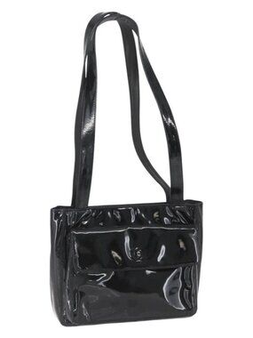 CHANEL COCO Mark Shoulder Bag Patent leather Black Silver CC Auth yk14331